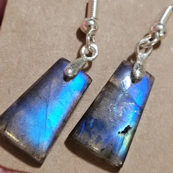 💕🎁🎄 Deep Blue Labradorite Earrings - Picture 5 of 5